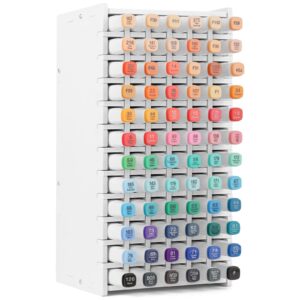 marker organizer, markers holder storage with divider art marker rack colored pencils art brushes stationary oil pens slots adjustable holders for desk home classroom office decor (72 slots)