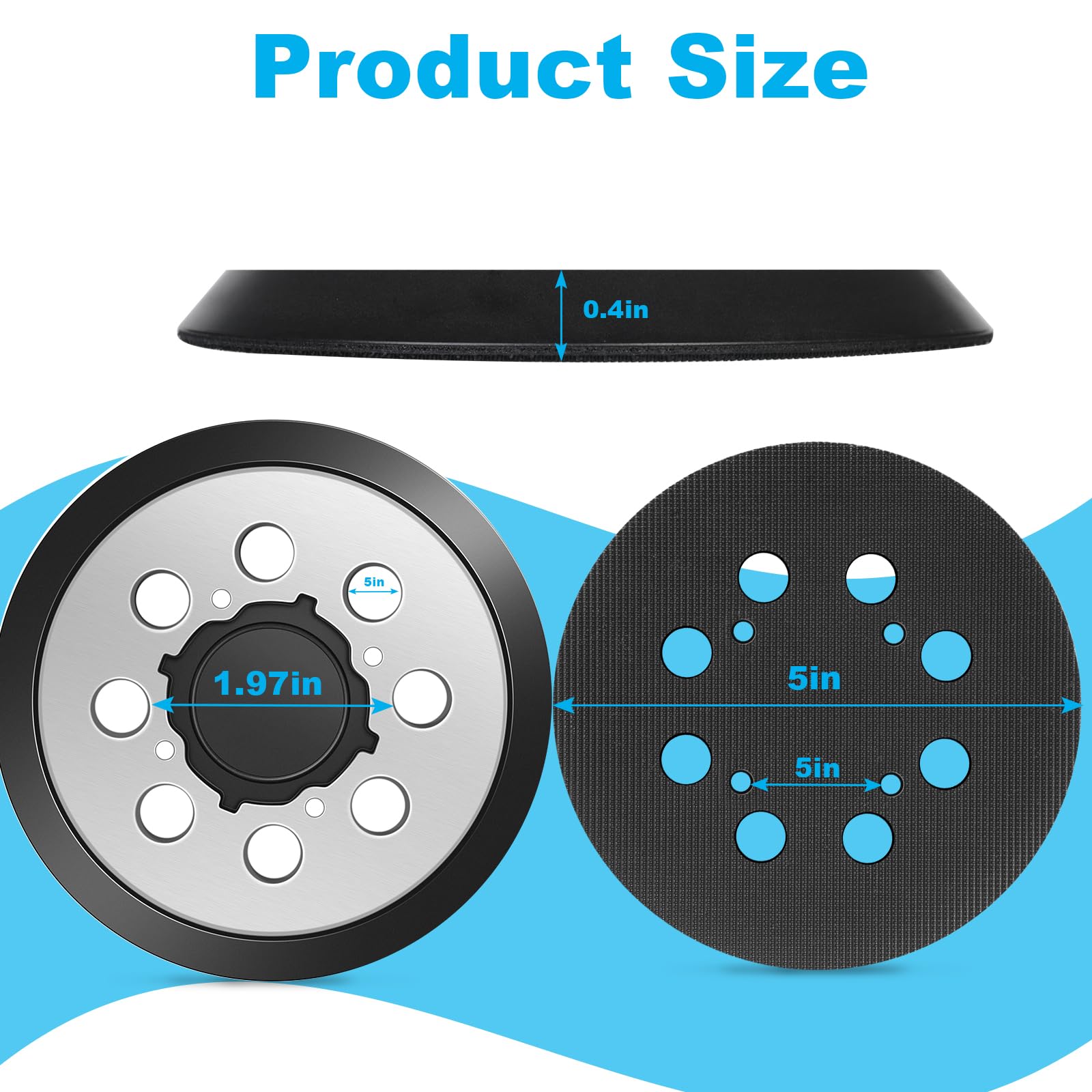 4pcs ATQYZLM Premium Metal Backed Orbital Sander Replacement Pad for DeWalt DWE6421 6421K DWE6423 6423K DCW210B，Upgrade 5 inch 8 Hole Hook Sander Pad for DeWalt DWE64233 N329079 and Easy to Install