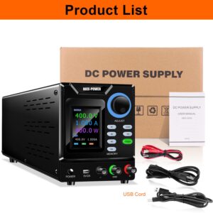 NICE-POWER DC Power Supply Variable, 0-400V 0-1A High Voltage Bench Power Supply with Memory Storage and Encoder Knob, Adjustable Regulated DC Power Supply with Output Switch, Lock Button,PC Software