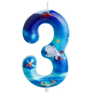 cxryrzhe birthday candles number 3 blue space astronaut 3rd birthday party for baby girl boy birthday cake topper graduation celebration anniversary wedding space party decorations