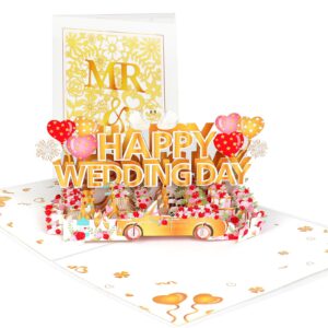 Pyoimmne Wedding Card, 3D Pop Up Wedding Cards for Bride and Groom, Funny Wedding Gift Card with Envelope and Message Card