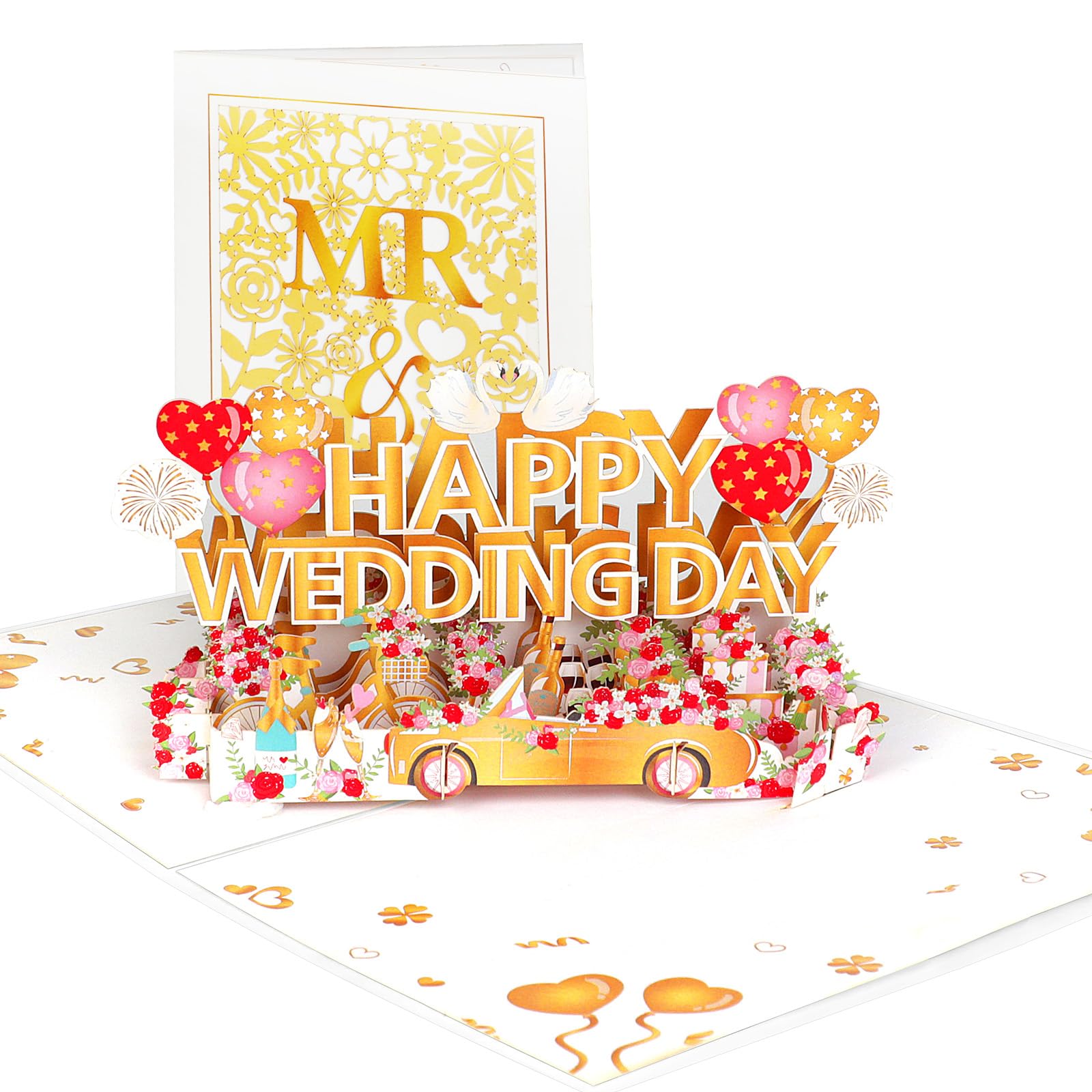 Pyoimmne Wedding Card, 3D Pop Up Wedding Cards for Bride and Groom, Funny Wedding Gift Card with Envelope and Message Card