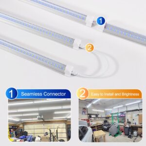 PARNOARCK Led Shop Lights,Led Shop Light 4FT 50W 6500K Daylight White 7000LM,Led Shop Lights Linkable Clear Cover Integrated V-Shape,Led Shop Lights 4 Foot for Workshop (2 Pack)