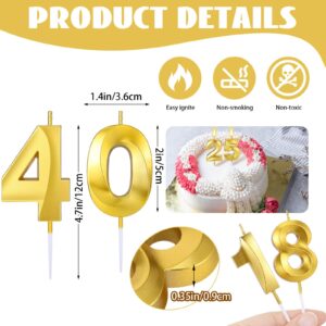 18 PCS Gold Birthday Number Candles Diamond Shape Number 0-9 Cake Tropper Decoration Wedding Ten-Year Milestone Anniversary Happy Birthday Party Celebration