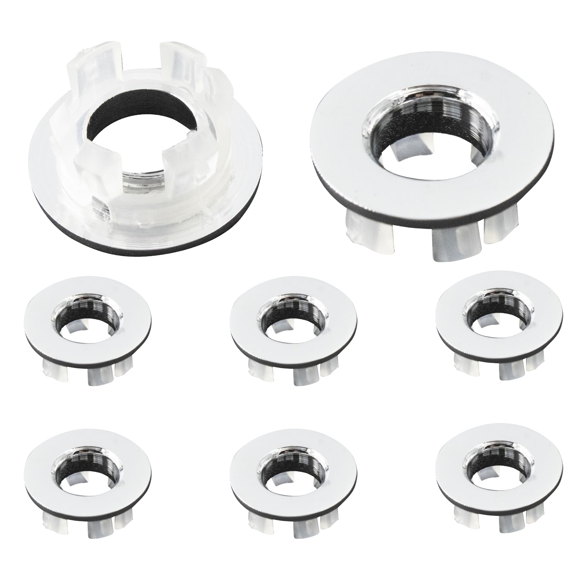 Adyoney 8pcs Silver Sink Overflow Ring, Sink Round Hole Trim Overflow Hole Insert in Round Trim Cap for 23-25mm/0.91-0.98inch Hole Diameter Replacement for Sink, Bathroom, Kitchen