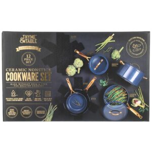 Thyme & Table Non-Stick 12-Piece Signature Cookware Set - Blue