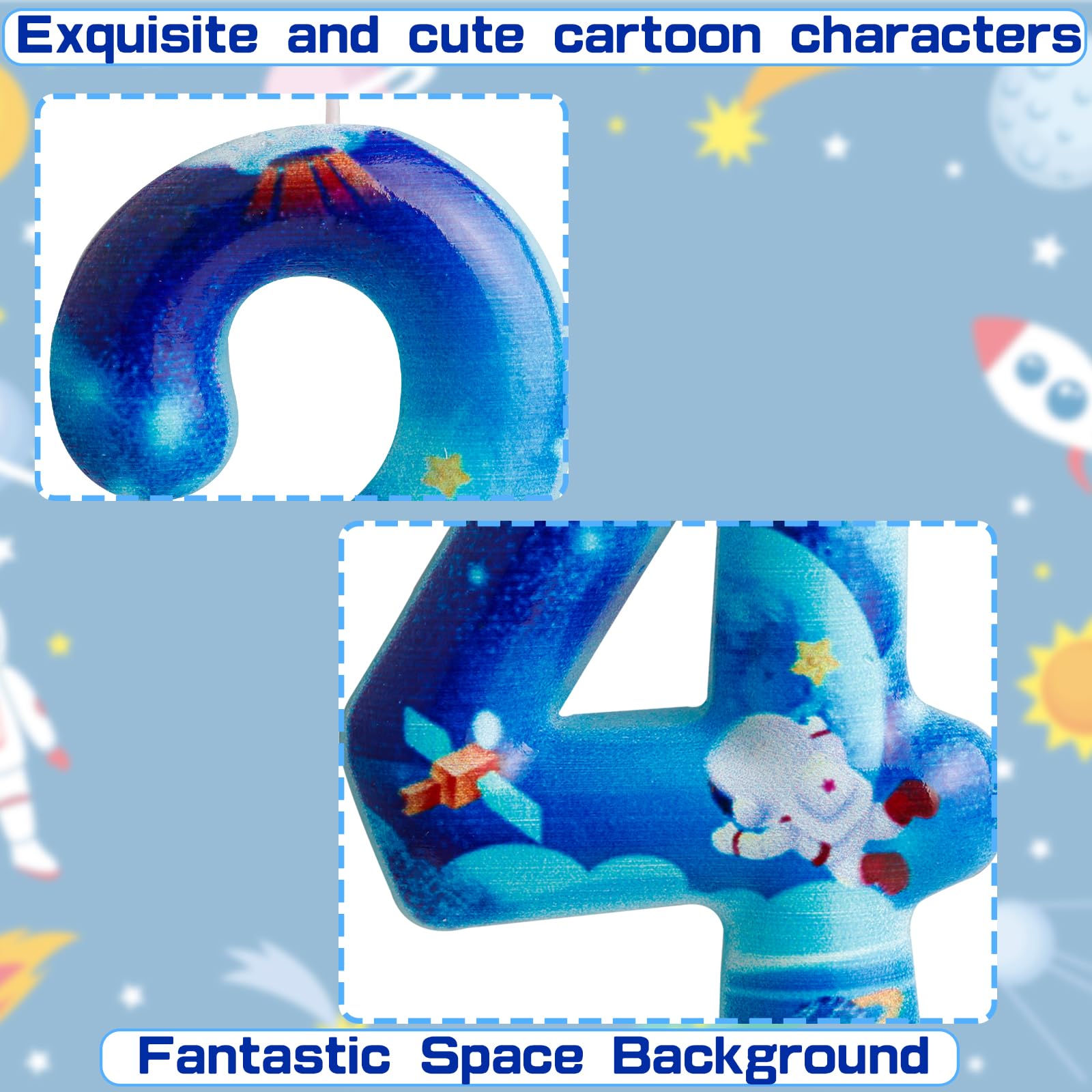 Cxryrzhe Birthday Candles Number 3 Blue Space Astronaut 3rd Birthday Party for Baby Girl Boy Birthday Cake Topper Graduation Celebration Anniversary Wedding Space Party Decorations