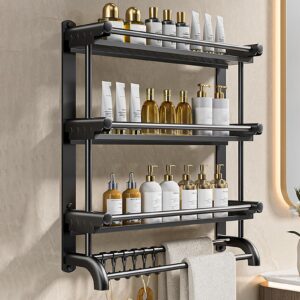 jhdxl bathroom countertop organizer shelf, 3-tier freestanding multipurpose storage shelves, bathroom shelves wall mounted with towel rack, for bathroom laundry kitchen office(50cm/20in)