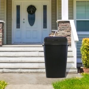 EudokkyNA Set of 4 Large Trash Cans with Lids, 13 Gallon Black Swing Top Garbage Can