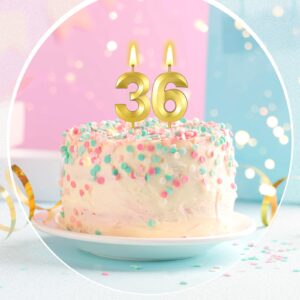 18 PCS Gold Birthday Number Candles Diamond Shape Number 0-9 Cake Tropper Decoration Wedding Ten-Year Milestone Anniversary Happy Birthday Party Celebration