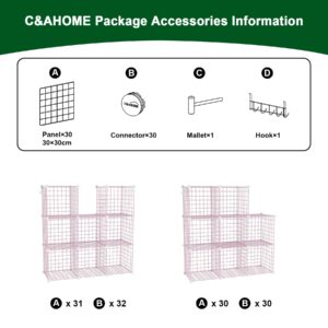 C&AHOME Wire Cube Storage, 8 - Cube Organizer Metal C Grids, Modular Shelves Units, Closet Organizer, Ideal for Home, Office, Living Room, 24.8" L x 12.4" W x 48.4" H, Pink UWCS3008P