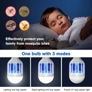 Bug Zapper Light Bulb, 2 in 1 Mosquitoes Killer Lamp Led Electronic Insect & Fly Killer, Porch Light for Entryway, Doorway, Corridor, Balcony and Patio (White)