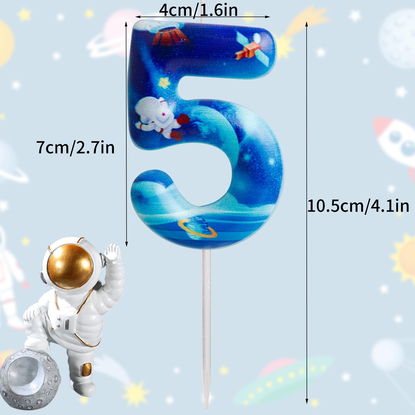 Cxryrzhe Birthday Candles Number 3 Blue Space Astronaut 3rd Birthday Party for Baby Girl Boy Birthday Cake Topper Graduation Celebration Anniversary Wedding Space Party Decorations