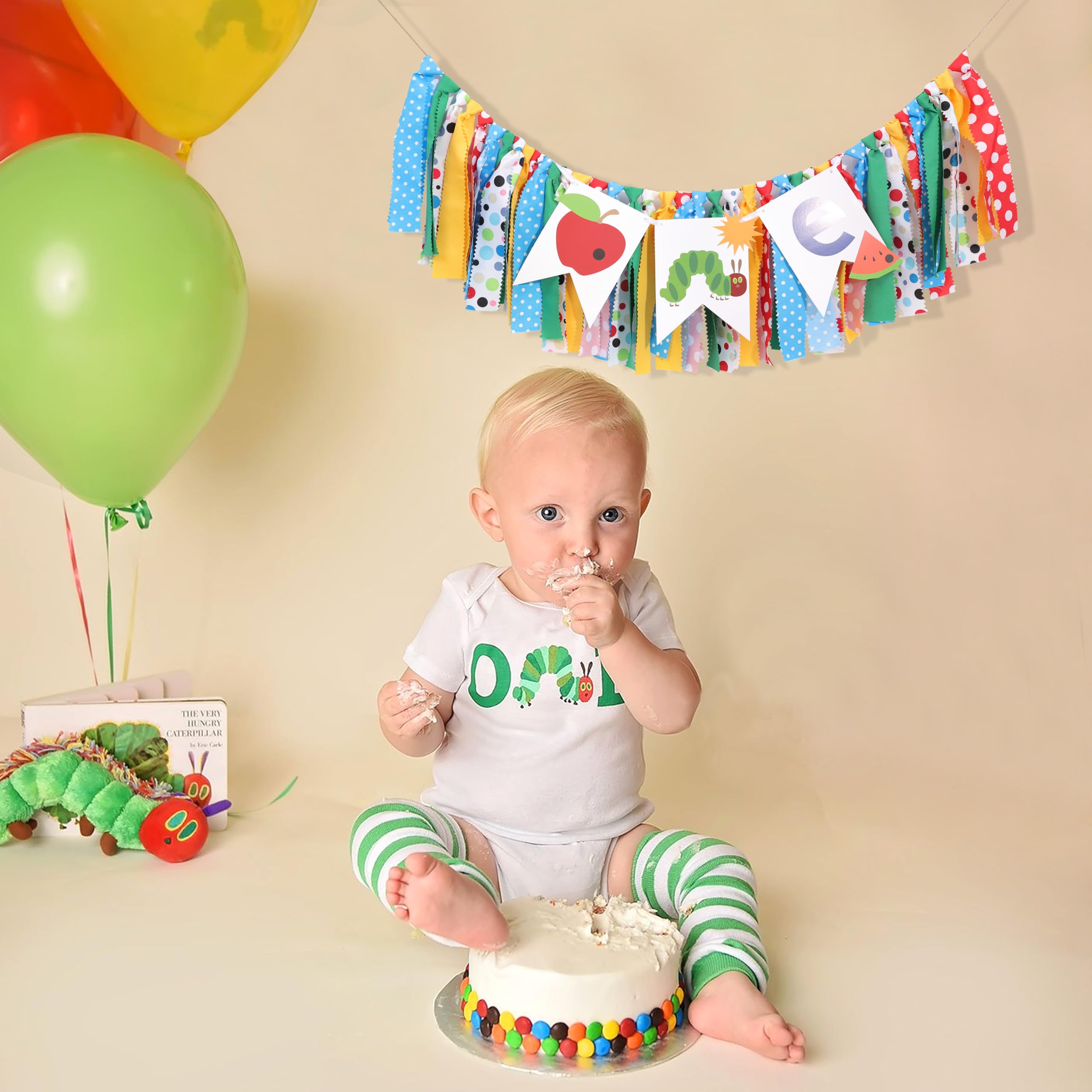 Caterpillar High Chair Banner,Very Hungry Caterpillar 1st Birthday High Chair Banner,Caterpillar Highchair Banner Photo Backdrop,Fruit Boy Girl First Birthday,Baby 1st Birthday Party Decorations