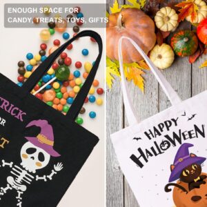 HEYTUYA 3 Pack Large Halloween Bags, Canvas Trick or Treat Bags, Gift Bags Halloween for Kids, Halloween Bags with Handles, Trick Bags Halloween Kids Party Favor Supplies, Canvas Halloween Tote Bags