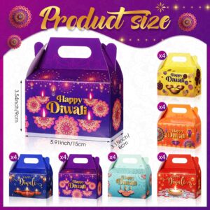 Kolldenn 24 Pcs Happy Diwali Party Favor Gift Boxes, Diwali Treat Boxes Indian Festival of Lights Gifts Gable Boxes Goodie Candy Snack Sugar Chocolate Gift Boxes for Diwali Party Decorations