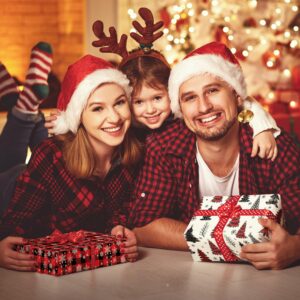 Horaldaily 17 x 120 Inch Christmas Wrapping Paper(3 Rolls: 42.5 sq. ft. ttl.), Red Buffalo Plaid Christmas Trees Snowman Snow Disposable Wrapping Paper for Party DIY Crafts Gift Decor