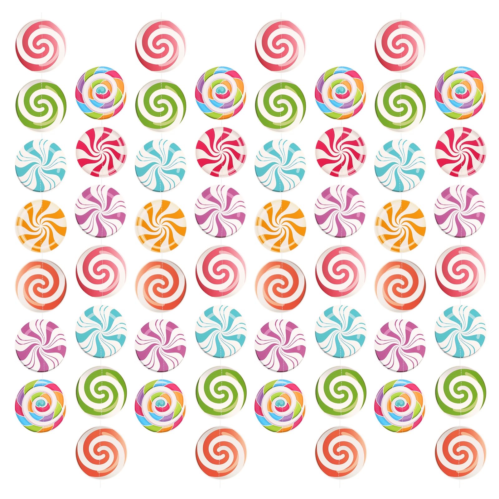 56PCS Candy Party Decorations, Garlands Candy Paper Candyland Party Decorations Cutouts Lollipop Garland Banner Sweet Candy Hanging Decor for Candy Birthday Theme Party Supplies Sweet Shop Baby Shower