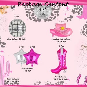 Disco Cowgirl Party Decorations Cowgirl Boot Balloons Cowboy Hat Balloons 90s 80s Birthday Let's Go Girls Western Bridal Shower Last Rodeo Bachelorette Theme Party Decor Supplies 10 Pcs Pink