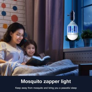 Bug Zapper Light Bulb, 2 in 1 Mosquitoes Killer Lamp Led Electronic Insect & Fly Killer, Porch Light for Entryway, Doorway, Corridor, Balcony and Patio (White)