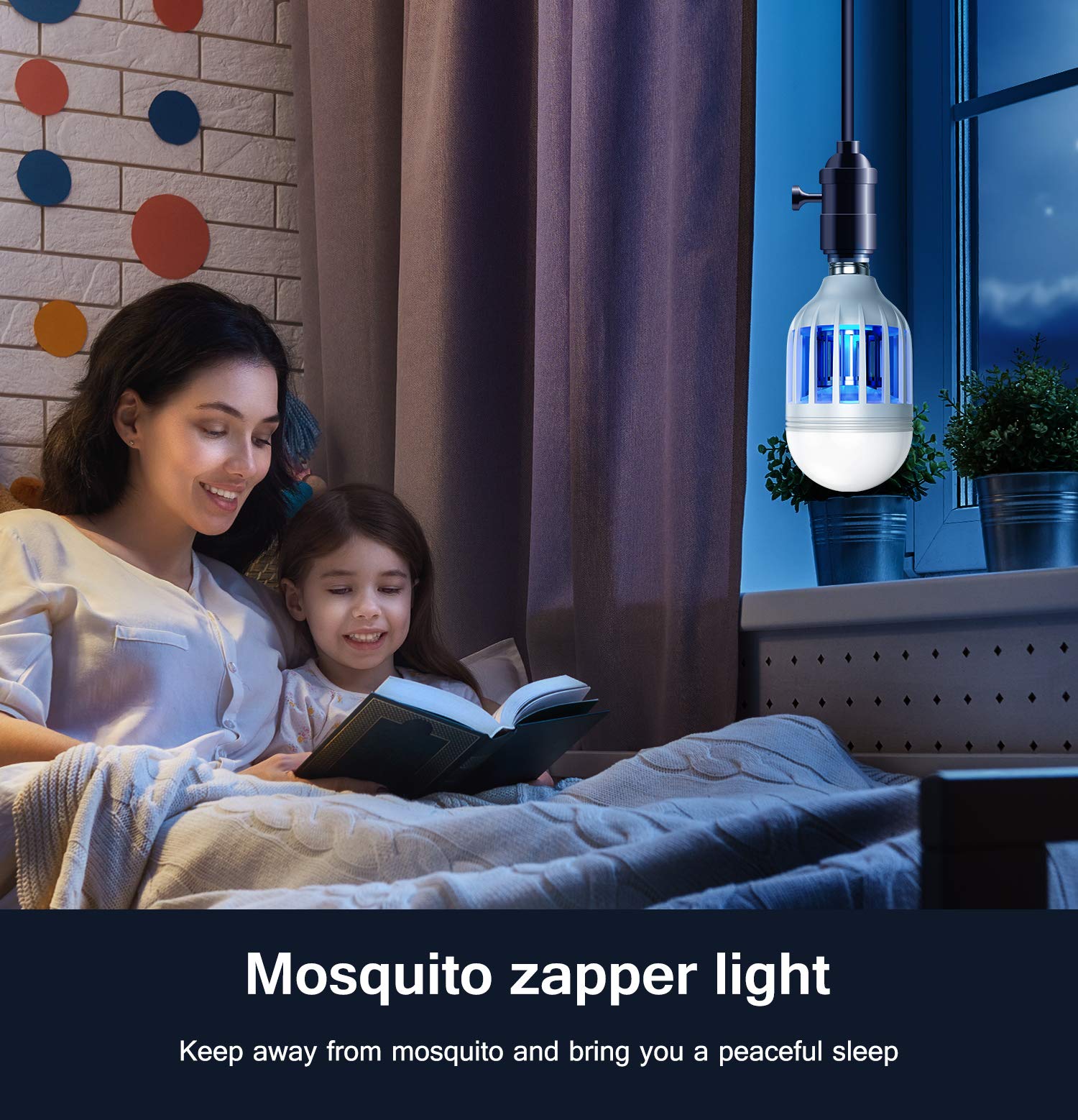 Bug Zapper Light Bulb, 2 in 1 Mosquitoes Killer Lamp Led Electronic Insect & Fly Killer, Porch Light for Entryway, Doorway, Corridor, Balcony and Patio (White)