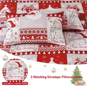 Dintszyayue Christmas Duvet Cover Set Queen,3 Pieces Holiday Reindeer Pattern Comforter Cover with Zipper Closure,Reversible Lightweight Patchwork Bedding Set with 2 Pillow Shams 90"x90"