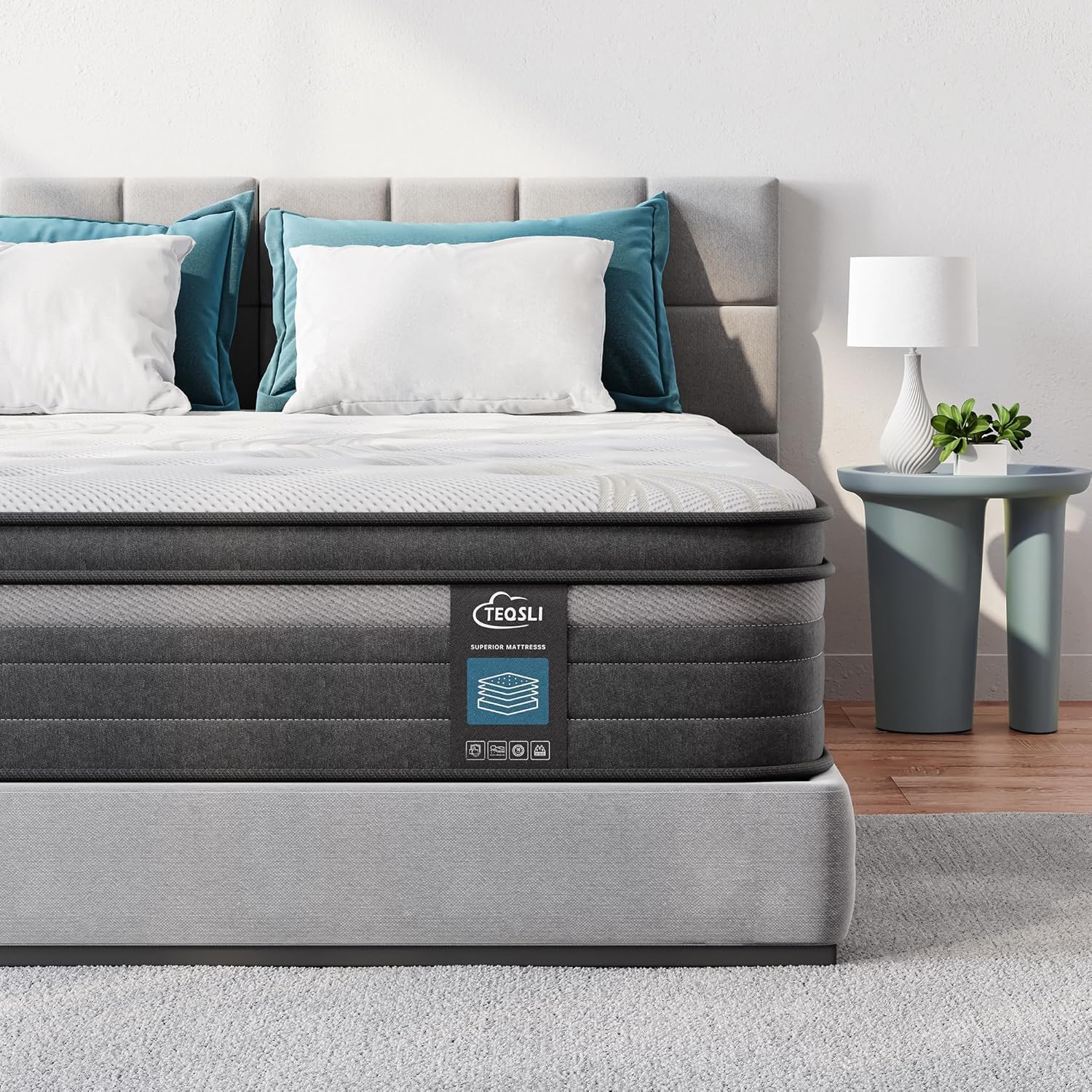 TeQsli Full Mattress, 12 Inch Full Mattress Hybrid, Gel Memory Foam with Full Size Mattress in a Box & Individually Pocketed Springs for Pressure Relief