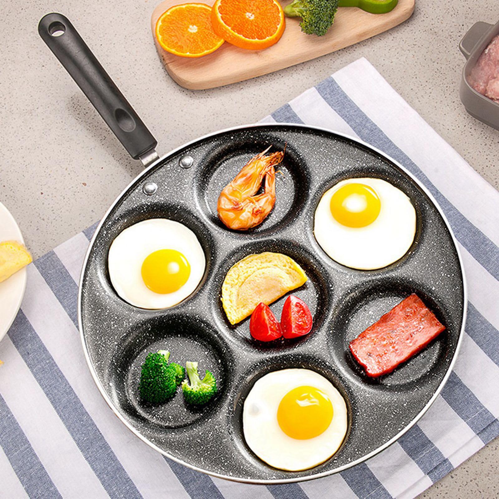 Uplory Egg Frying Pan, 7-Grid Multi Egg Cooking Pan with Anti Scald Handle For Home Hotel Restaurant Kitchen,Black