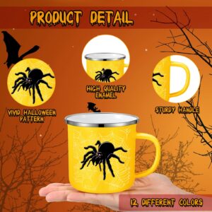 Zhehao 12 Pcs Halloween Coffee Mugs Bulk for Women Men 12 OZ Enamel Coffee Mugs Inspirational Motivational Gift for Teacher Coworker Christmas Halloween Party Decor