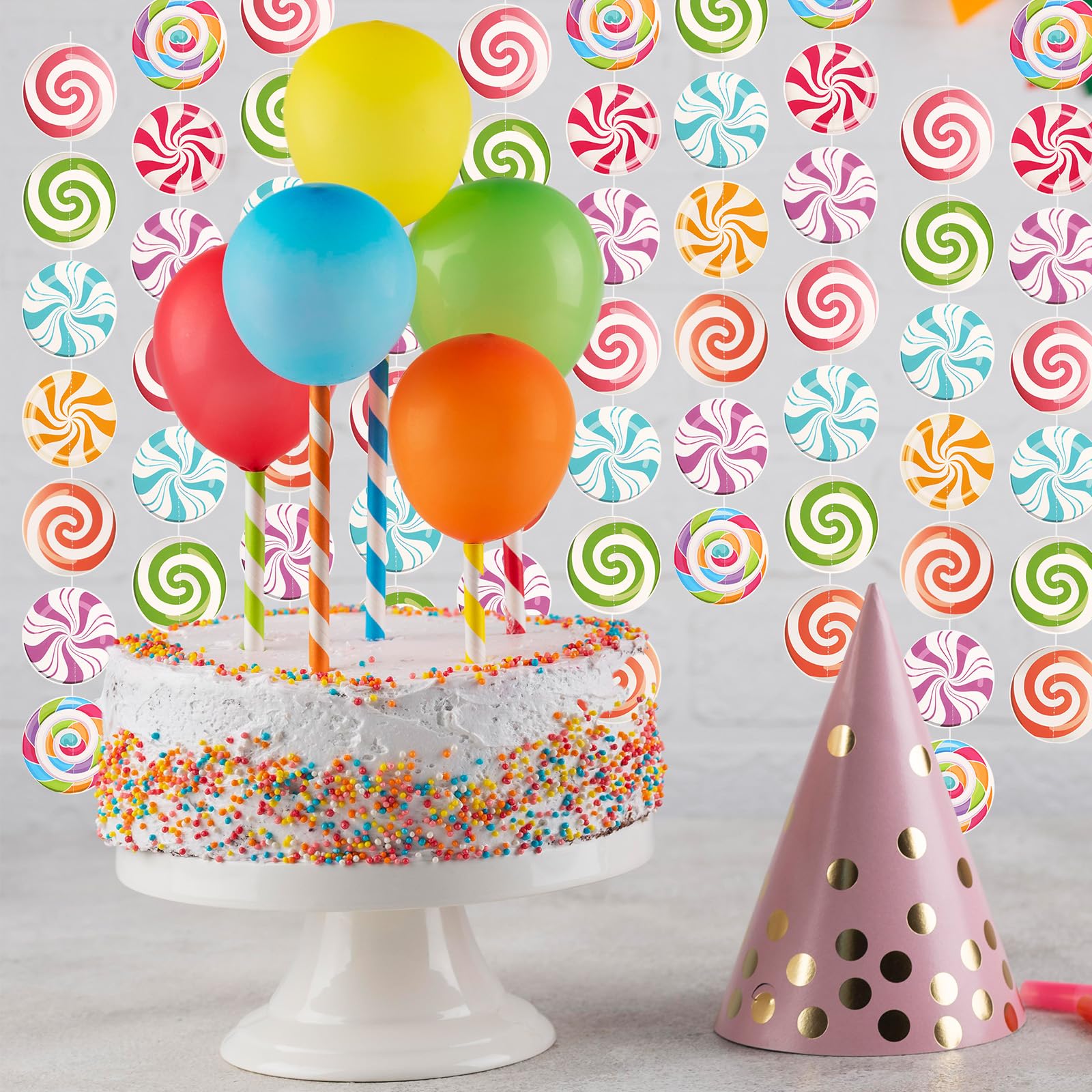 56PCS Candy Party Decorations, Garlands Candy Paper Candyland Party Decorations Cutouts Lollipop Garland Banner Sweet Candy Hanging Decor for Candy Birthday Theme Party Supplies Sweet Shop Baby Shower