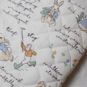 Pre Quilted Diamond Cotton Fabric by The Yard Single Face 44" Wide, Making for Padded Jacket, Interlinings Fabric (Peter Rabbit)