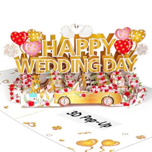 pyoimmne wedding card, 3d pop up wedding cards for bride and groom, funny wedding gift card with envelope and message card