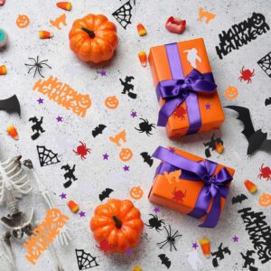 Halloween Party Table Scatter Confetti, 60g Pumpkin Spider Webs Bat Foil Metallic Confetti Party Table Decoration Halloween Party Supplies (Happy Halloween)