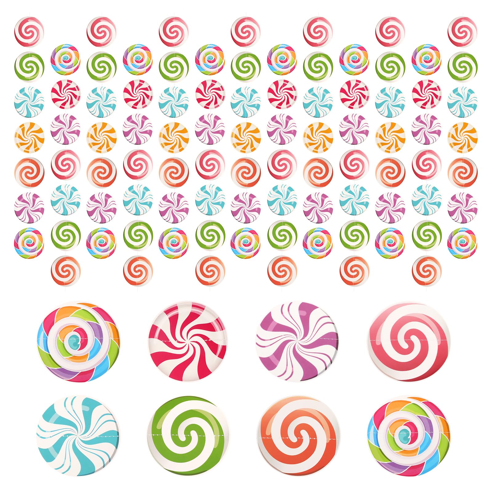 56PCS Candy Party Decorations, Garlands Candy Paper Candyland Party Decorations Cutouts Lollipop Garland Banner Sweet Candy Hanging Decor for Candy Birthday Theme Party Supplies Sweet Shop Baby Shower