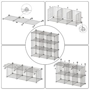 C&AHOME Wire Cube Storage, 9 - Cube Organizer Metal C Grids, Modular Shelves Units, Closet Organizer, Ideal for Home, Office, Living Room, 36.6”L x 12.4”W x 48.4”H, Pink UWCS3009P