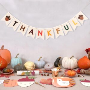 Thankful Felt Banner - Autumn Holiday Party Decorations, Fall Wall Fireplace Hanging Banner, Thankful Garland Photo Props, Fall Thankful Home Decorations (Thankful Felt Banner)