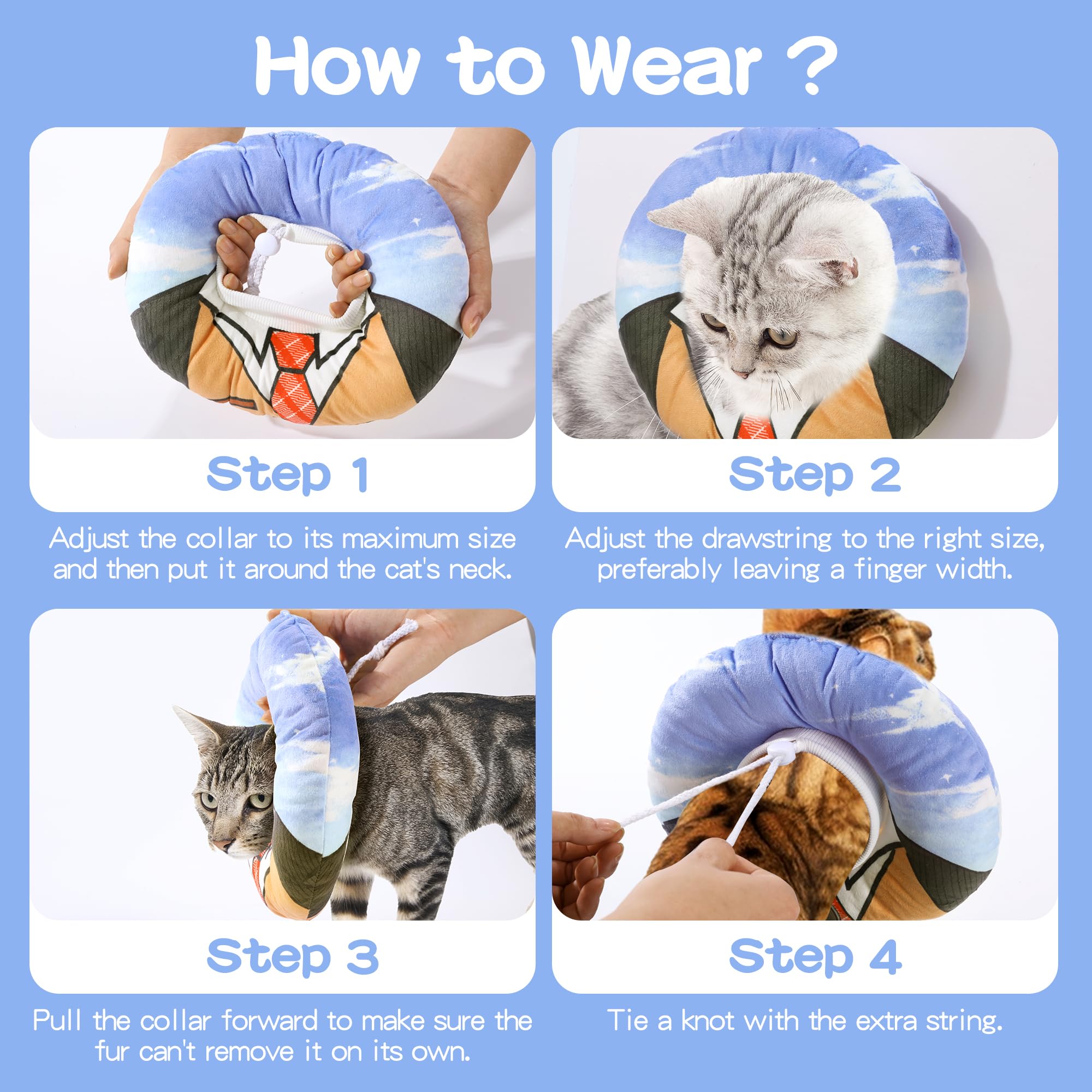 ROYALAY Adjustable Cat Cone Collar Soft, Cat Recovery Collar Prevent Licking and Scratching, Elizabethan Collar After Surgery for Kittens, Lightweight Cat Cones with Not Block Vision,M