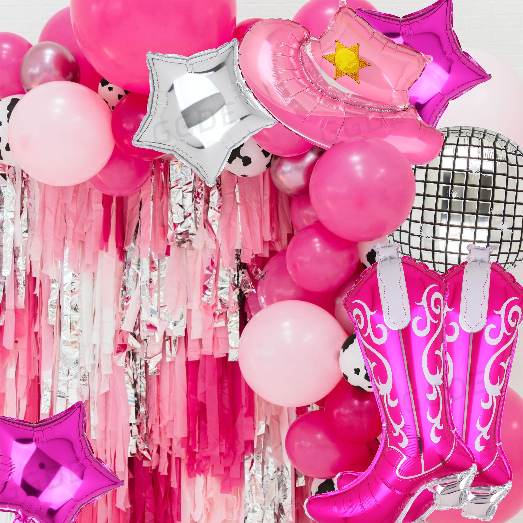 Disco Cowgirl Party Decorations Cowgirl Boot Balloons Cowboy Hat Balloons 90s 80s Birthday Let's Go Girls Western Bridal Shower Last Rodeo Bachelorette Theme Party Decor Supplies 10 Pcs Pink