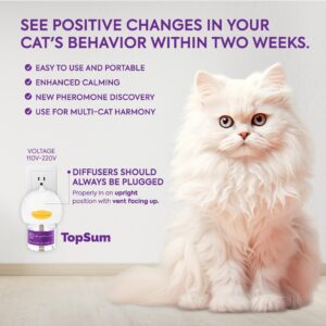 TopSum Cat Calming Diffuser Refills: 4 Pack Cat Pheromones Calming Diffuser Refill - Premium Cat Calming Diffuser Refill - Cat Pheromones for 4-Month Use, Cat Anxiety Relief, 4 Pack (Light Purple)