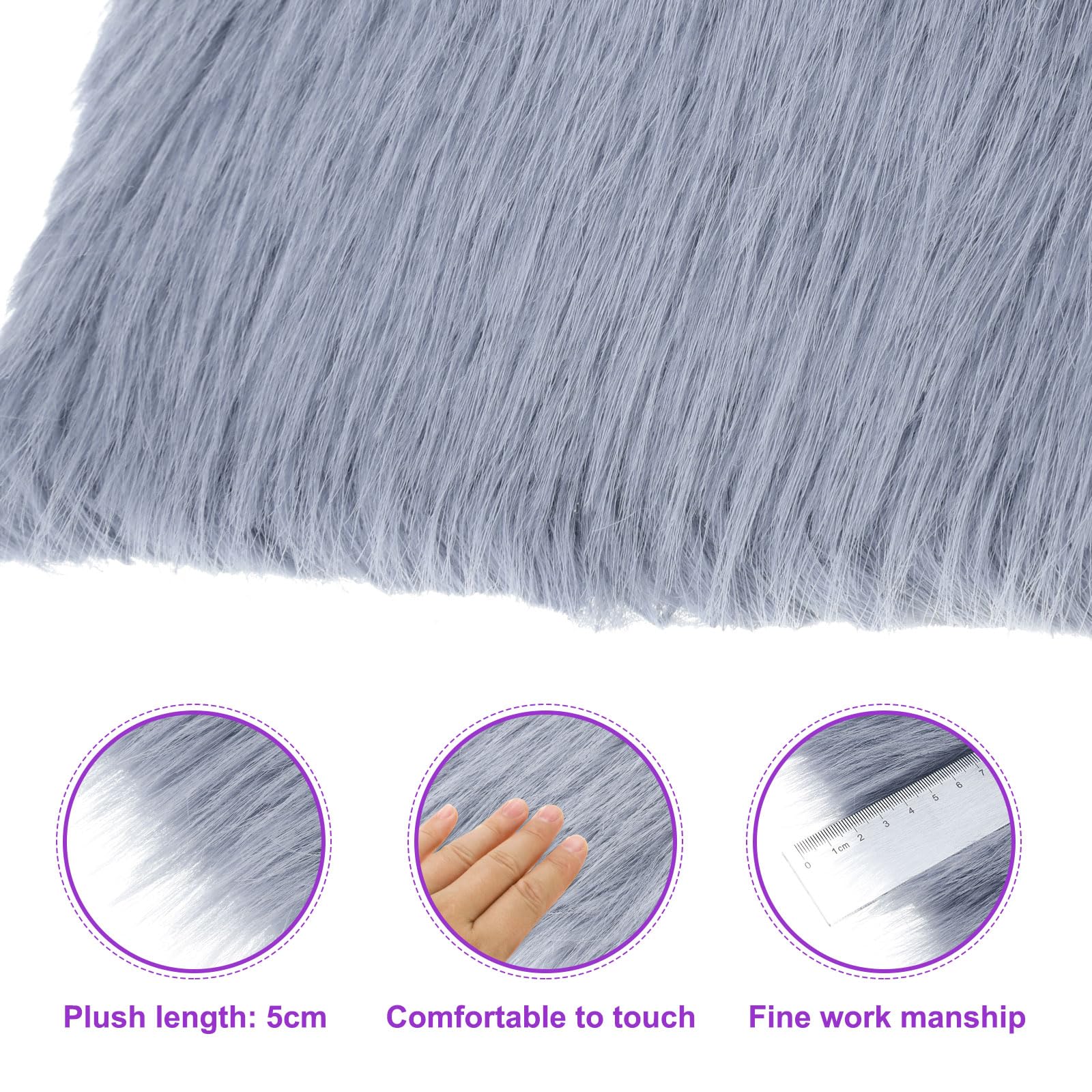 DMiotech 30"x30" Pale Blue Faux Fur Square Fabric, Fluffy Faux Fur for Crafts, Gnomes, Animal Costumes, Cushions