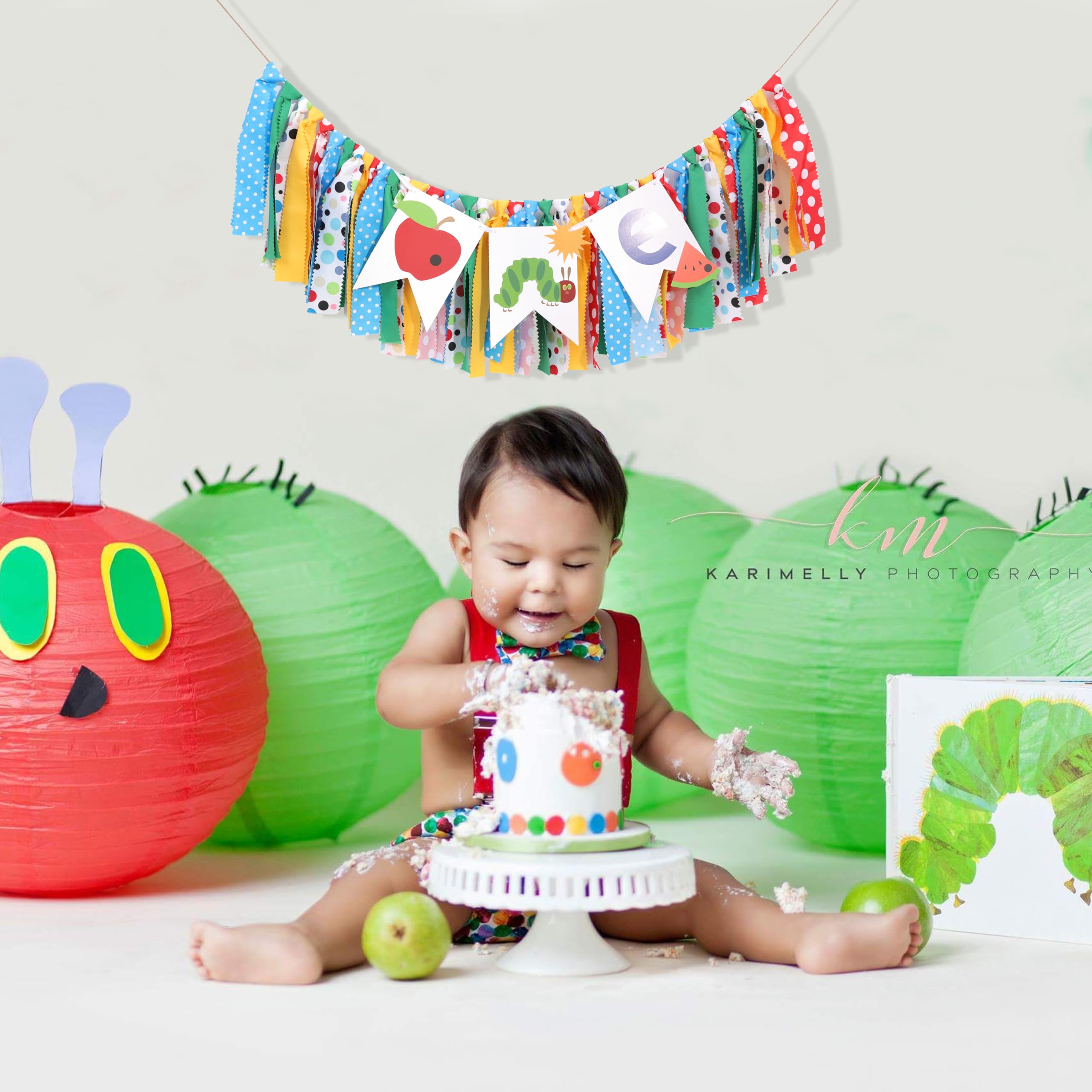 Caterpillar High Chair Banner,Very Hungry Caterpillar 1st Birthday High Chair Banner,Caterpillar Highchair Banner Photo Backdrop,Fruit Boy Girl First Birthday,Baby 1st Birthday Party Decorations