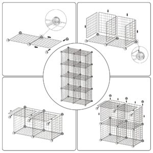 C&AHOME Wire Cube Storage, 8 - Cube Organizer Metal C Grids, Modular Shelves Units, Closet Organizer, Ideal for Home, Office, Living Room, 24.8" L x 12.4" W x 48.4" H, Pink UWCS3008P