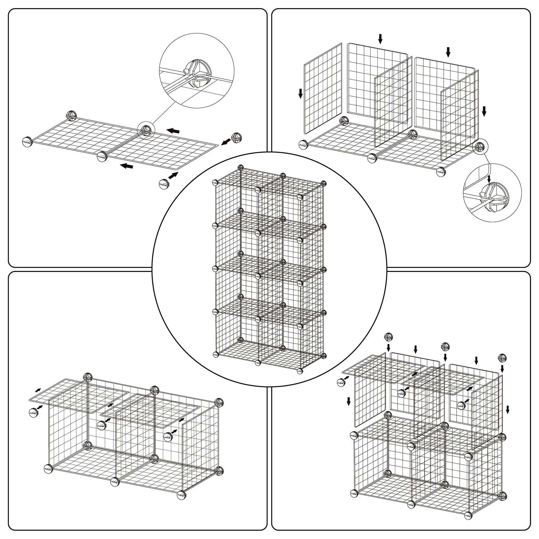 C&AHOME Wire Cube Storage, 8 - Cube Organizer Metal C Grids, Modular Shelves Units, Closet Organizer, Ideal for Home, Office, Living Room, 24.8" L x 12.4" W x 48.4" H, Pink UWCS3008P