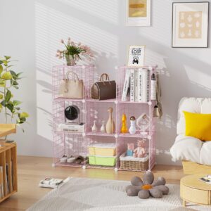 C&AHOME Wire Cube Storage, 8 - Cube Organizer Metal C Grids, Modular Shelves Units, Closet Organizer, Ideal for Home, Office, Living Room, 24.8" L x 12.4" W x 48.4" H, Pink UWCS3008P