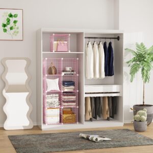 C&AHOME Wire Cube Storage, 9 - Cube Organizer Metal C Grids, Modular Shelves Units, Closet Organizer, Ideal for Home, Office, Living Room, 36.6”L x 12.4”W x 48.4”H, Pink UWCS3009P