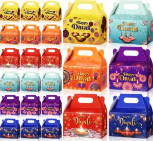 kolldenn 24 pcs happy diwali party favor gift boxes, diwali treat boxes indian festival of lights gifts gable boxes goodie candy snack sugar chocolate gift boxes for diwali party decorations