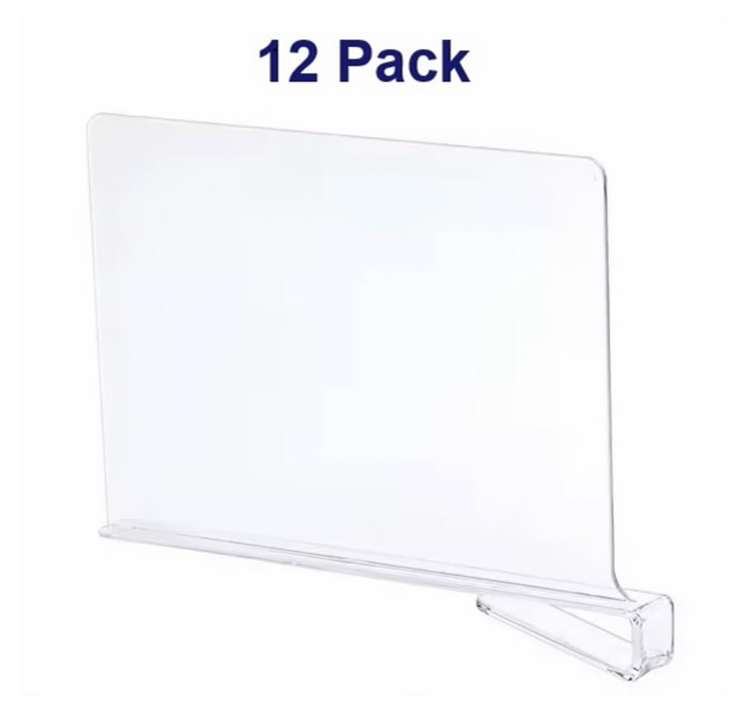 Generic Set of 12 Acrylic Shelf Dividers - Clear, Stylish, Durable Organizers for Closet, Towel, and Home Storage - Practical, Stylish, and Functional Shelf Dividers, SA001