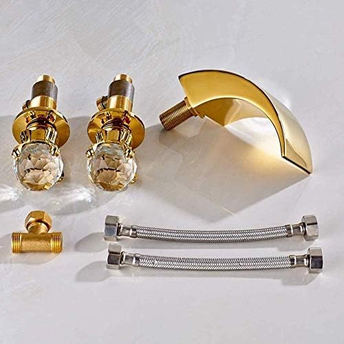 Kitchen Taps Kitchen Tap Faucet Crystal Handle Golden Waterfall Bathroom Faucet Deck Mount Widespread Bathroom Bathtub Sink Faucet Chrome Basin Mixer Tap