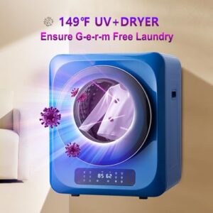 6.6Lbs Portable Clothes Dryer, 120V/850W Comtact Mini Dryer Machine with Exhaust Pipe, LED Touch Control Panel, Portable Dryers for Laundry, Apartment, Dorm, RV, Blue&Black