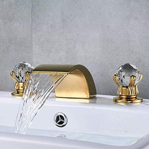 Kitchen Taps Kitchen Tap Faucet Crystal Handle Golden Waterfall Bathroom Faucet Deck Mount Widespread Bathroom Bathtub Sink Faucet Chrome Basin Mixer Tap